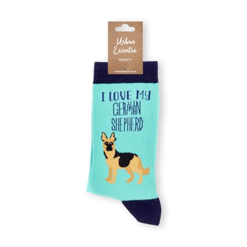 Urban Eccentric I Love My German Shepherd Novelty Socks | Cute Dog Lover Gift | 1 Pair | Ladies UK Size 48 | Cotton Rich | Funny Pet Present | Birthday Christmas & Everyday Wear