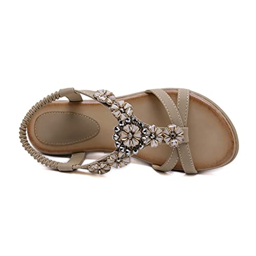 ls Ladies Shoes Sweet Ladies Flowers Rhinestone Flat ls Casual Flat Shoes Bohemia (Color : Black Size : 6) (Black 8)3