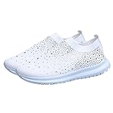 Womens Rhinestone Casual Athletic Running Sneakers Lightweight Breathable Slip On Walking Shoes Wome