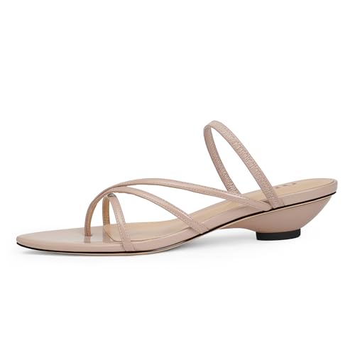 Image of QIY Flip Flops Thong Heels Women Heeled Sandals Low Chunky Heels Slip on Slide Sandals Kitten Heels for Women Party Dress Shoes