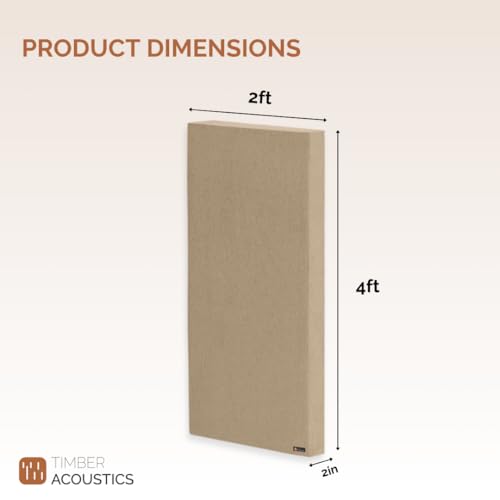 Image of Timber Acoustics Sound Absorption Panels | Sound proofing for Room | Rockwool | Pine-wood | Acoustics & Soundproofing | Noise Absorber for Home | 2' x 4' x 2 inch [SET OF 2] NRC > 0.90 (Camel)