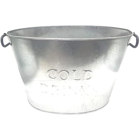 24L Cold Drinks GALVANISED Steel Oval TUB Beverage Beer Lager Outdoor ICE Bucket Cover