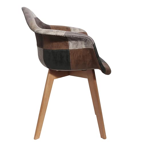 Set Di 2 Poltrone Patchwork Moderne Di Design Seduta In Tessuto Struttura In Metallo Gambe In Legno