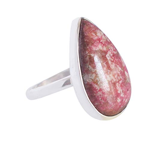 Bague camée en argent sterling 925 avec pierre précieuse de thulite rose véritable pour femme FSJ-4234-A, Pierre précieuse., Thulita