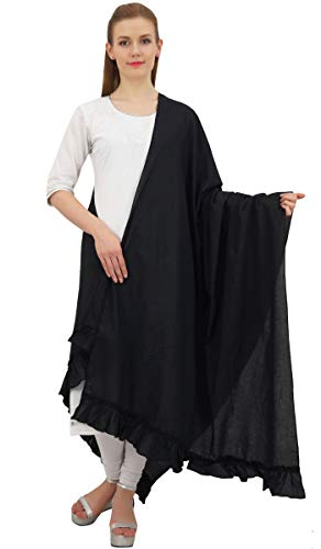 Indian Neck Wrap Cotton Dupatta Women Ethnic Chunni Ruffled Scarf2