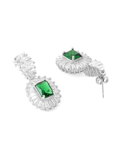 Image of Yellow Chimes Jewellery Set for Women Rhodium Plated Cubic Zircon Silver Necklace with Earring Set Floral Design Classic CZ Stoned Jewellery Set for Women and Girls