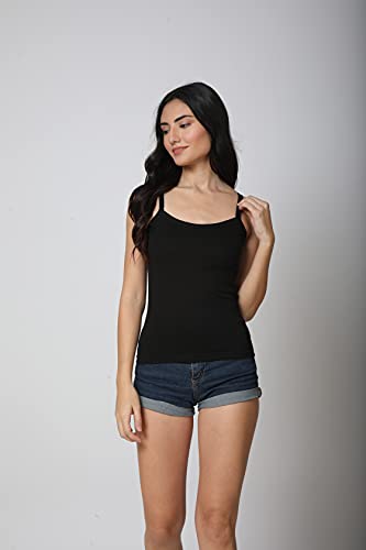 Image of Good Connection Women's Spaghetti Straps Plain Cotton Camisole Slip Seamless Tank Top