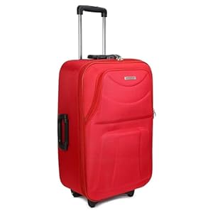 New Jersey Travellers Scottish Model Polyester Soft-Side 66Cm Medium Chack-In Luggage Trolley Bag…(Medium, Red, Spinner Wheels)