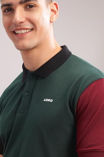 Image of ADRO Men's 100% Cotton Regular Fit Polo T-Shirt