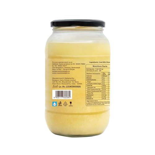 Country Delight Cow Ghee | 100% Pure Desi Danedar Cow Ghee, 900 ML (Single Pack) - Naturally Aromatic with a Unique Granular Texture