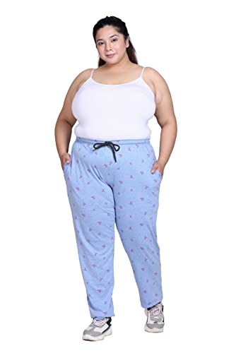 CUPID Women's Plus Size Cotton Printed Pajamas, Nightwear, Lounge Wear, Walk Wear Lowers, Regular Fit Track Pants for Ladies_M to 7XL