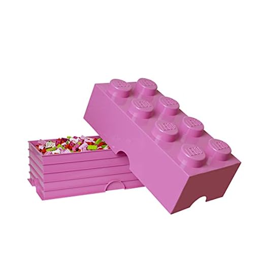 Lego Storage BRICK 8 knappar, stapelbar förvaringslåda, 12 l, plast, ljusrosa, stor