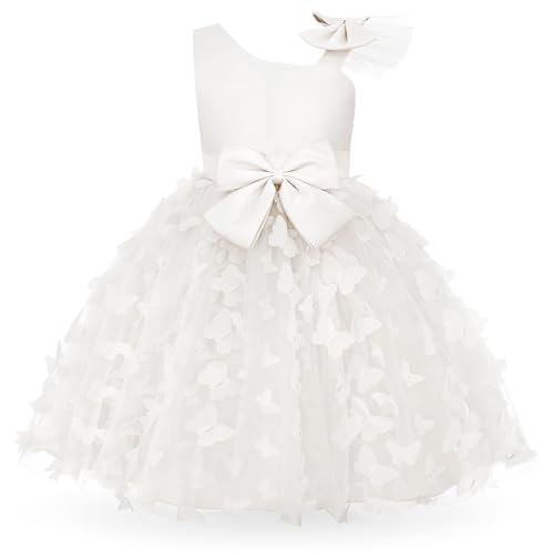 Uhnice Flower Girl Dress Floral Butterfly Tulle Tutu Bowknot for Wedding Birthday Party