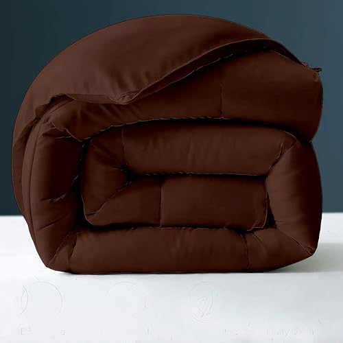 Image of Day Care - 600 GSM Hotel Quality-Down Alternative Microfiber Comforter for Heavy Winter Queen Size Comforter /Blanket /Rajai (90 inch x 90 inch Inches /228cm x 228cm) - Comforter Queen Size|Chocolate Brown