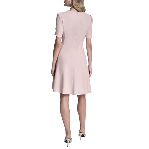 Image of DKNY Women's Button Short Sleeve Fit and Flare Dress