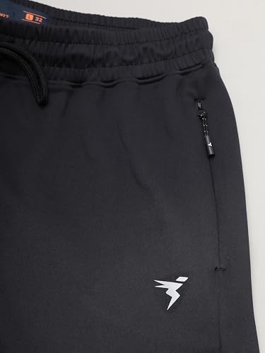 Image of TECHNOSPORT Men's Slim Fit Track Pants with Zip Pockets, ELASTO Plus Quick Dry Stretchable Lightweight Lower for Gym Running Yoga and Sports