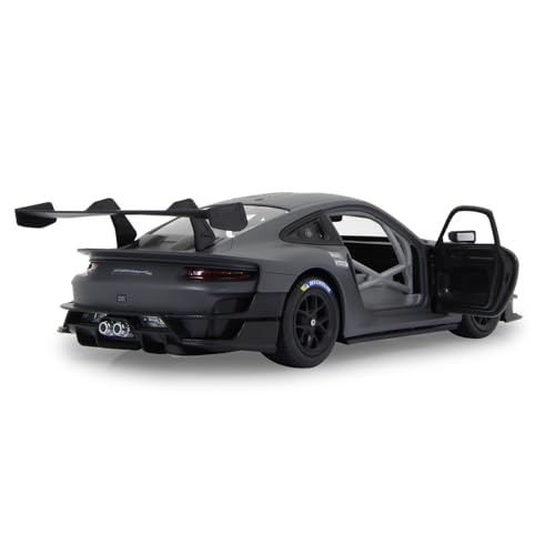 JAMARA Porsche 911 GT2 RS Clubsport 25 1:18 grau 2,4 GHz Bausatz - Offiziell lizenziert, detailgetreuer Innenraum, originalgetreue Lackierung, transparente Windschutzscheibe, LED Licht, RC-Bausatz