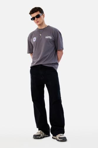 Image of SNITCH Men Cargo Pants Street Wear | Baggy Fit Wide-Leg Solid Design | Durable Cotton Blend with Utility Pockets for Casual Outings & Everyday Styling
