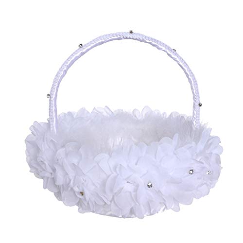 Xuebai Fleur Fille paniers Le Tissu Dentelle décoration Mignon poignée Fleur Fille Panier Blanc Panier de Fleurs pour la décoration de Mariage Fleur Fille paniers