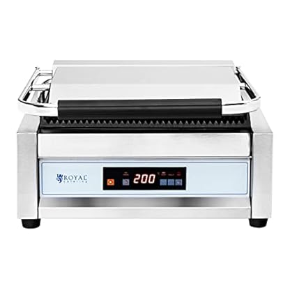Royal Catering RC-C301 Kontaktgrill Gastro 2.200 W geriffelt 50-300 °C obere Platte: 33 x 21, untere Platte: 34 x 23 cm – Bild 5