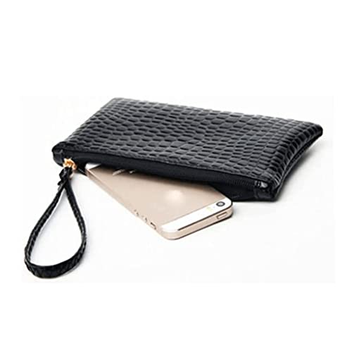Leather Wallet Pu Leather Women's Wallet Large Capacity Long Ultra Thin Zipper Purse Clutch for Girls Ladies Fashion Coin Pocket Large Capacity (Bk,9.5x19cm)4