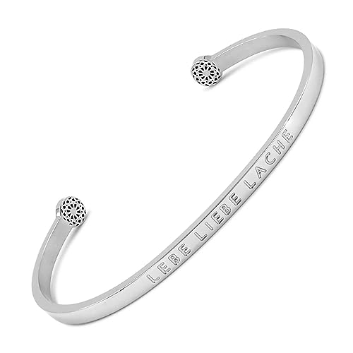 SIMPLE PLEDGE | Lebe Liebe Lache Armreif | Armband Damen mit Gravur in Silber, Gold, Roségold | Perfekt als Schmuck Geschenk | Blindgravur