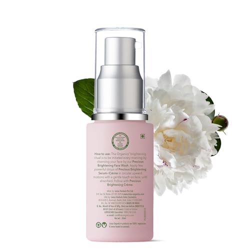 Lotus Organics+ Precious Face Serum + Cream | 100% Certified Organic White Peony| Fades Dark Spots, Blemishes & Pigmentation | All Skin Types | For Women and Men|30g
