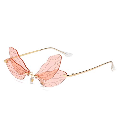 Image of ENTHYI Dragonfly Wing Shape Sunglasses for Women /Men Frameless Irregular Glasses Shades Party Sun Glasses