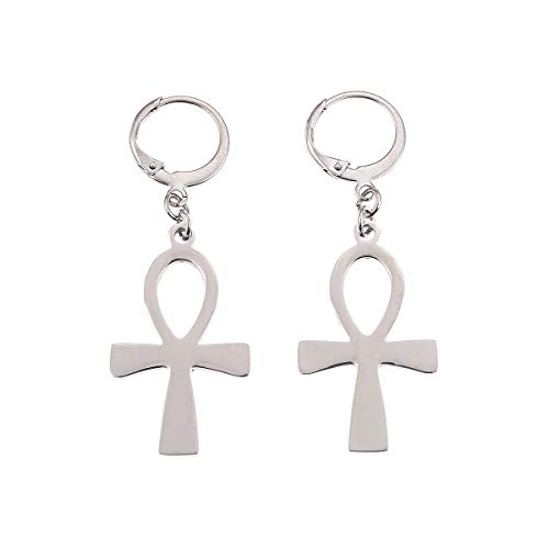 Stainless Steel Egyptian Ankh Cross Earrings Charms Jewelry Egypt Hieroglyphs Crux Ansata