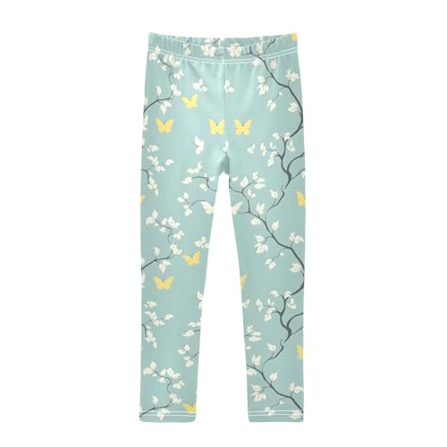 Leaves Green Butterflies Girls Leggings Athletic Pants Tights Stretch Bottom