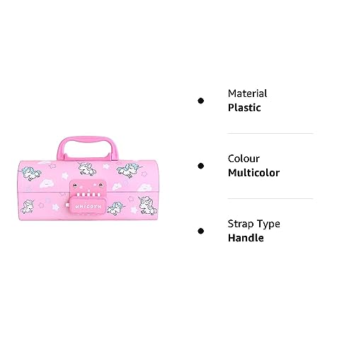 Image of LONGMIRE Plastic Pencil Box with Code Lock Pen Case Large Capacity Multi-Layer Multi-Function Storage Bag Secret Compartment Pencil Box for Kids- Multi-Color (Cute Pink)