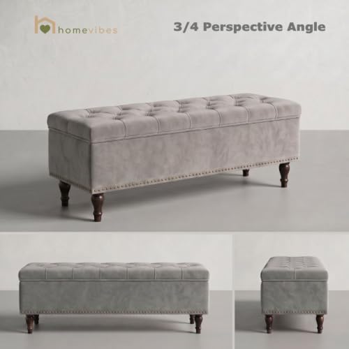 Image of Velum 3 Seater Sofa for Living Room & Office | Premium Fabric Upholstery | Solid Wood Frame | Comfortable Seating | 3 Years Warranty (Light Grey, Storage Ottoman)