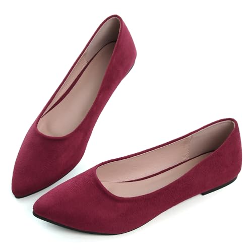 Image of Dear Time Women's Pointed Toe Ballet Flats Simple Casual Office Work Flats Slip-on Comfortable Shoes