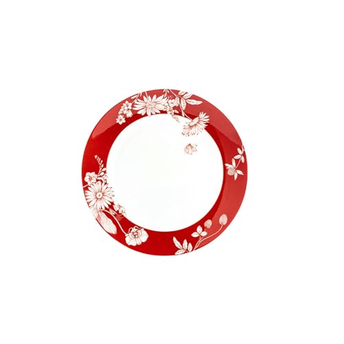 Platos rojos retro de cerámica de color sólido para el hogar, exquisita personalidad, plato de 10 pulgadas