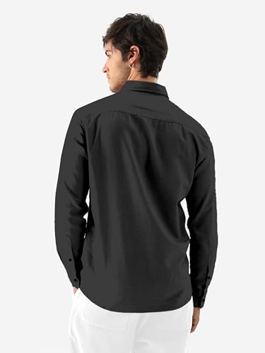 Image of Men's Linen Cotton Casual Shirt | Regular Fit Plain Shirt for Men | Long Sleeve Shirt for Casual & Formal Wear