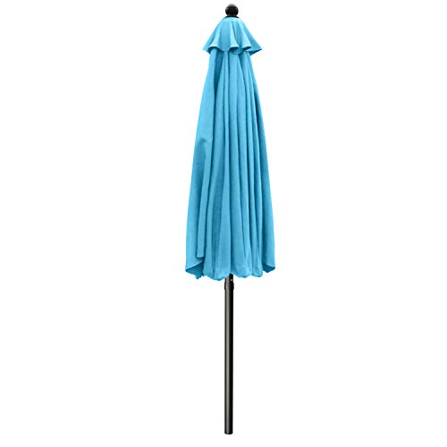 Image of ABCCANOPY 9ft Scalloped Patio Umbrella, Outdoor Table Umbrella with Tilt and Crank, Fiberglass Ribs Deck Umbrella for Patio, Pool, Garden, Picnic (Turquoise)