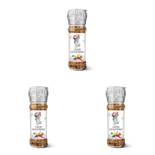 Image of LUNN Cajun Seasoning 55g Grinder | Authentic Cajun Spice Mix | Gourmet All-Purpose Seasoning | Perfect for Chicken, Seafood, BBQ, Fries, Pasta & Daily Cooking (Pack of 3)