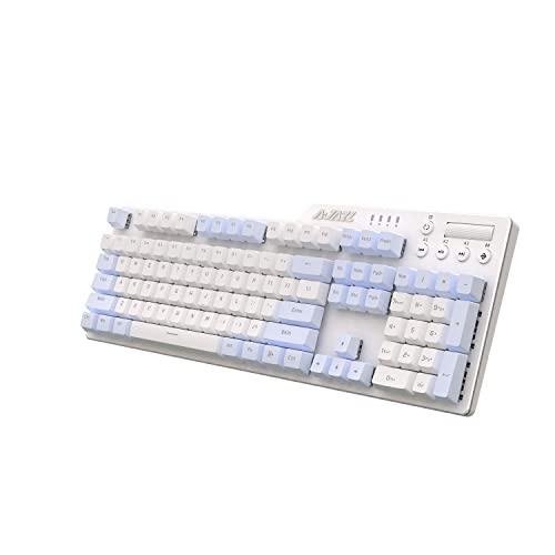 Ak35I Hot-Swappable Wired Full-Size Mechanical Gaming Keyboard With Brown Switches, Blue-White Matching, Anti-Ghosting Multimedia Keys Roller, White Backlit, Programmable Macro, Aluminum White #TOP1