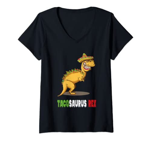 Womens Tacosaurus Rex Cinco de Mayo 5th of May fun apparel V-Neck T-Shirt