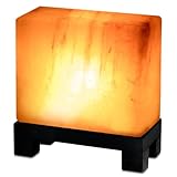 UMAID Himalayan Salt Lamp Rectangle, Natural Pink Rock Lamp on Modern Wood Base with Night Light Bulb and Dimmable Cord, Unique Home Decor, Zen Gifts, Perfect for Spa and Meditation Accessories