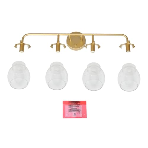 Image of KSANA Gold Bathroom Vanity Light Fixtures 4-Light Wall Sconce Seeded Glass Wall Lights Over Mirror