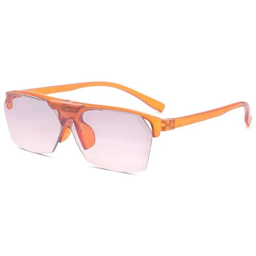 Lanomi Gafas de lectura para mujer y hombre con función plegable, de plástico, filtro de luz azul, rectangular, ayuda para la visión, 180 grados, naranja, large