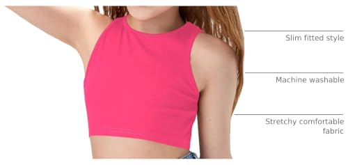 Image of OYOANGLE Girl's Casual Solid Sleeveless Round Neck Slim Fit Basic Crop Tank Top