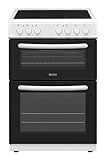 Haden 60cm Electric Cooker, Double Oven with Ceramic Hob, HE65DOMW, 69L Main Oven, 39L Top Oven, White