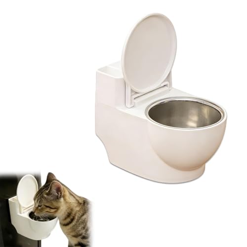 Cuenco de agua para inodoro para gatos, dispensador de agua para mascotas en forma de inodoro para gatos y perros, cuenco de agua para gatos pequeños y divertidos, fuente divertida para fomentar más