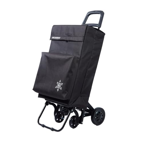 Carro de Compra Plegable Ligero, 100x41x33cm, Capacidad 48 litros, 4 Ruedas, Empaque Cartón Reforzado (Negro+Termo)