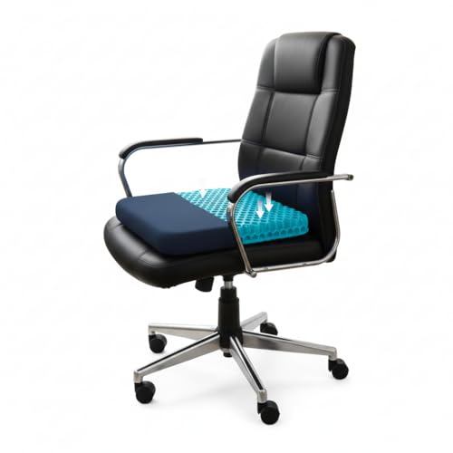 Casabella Gel Seat Cushion for Back Pain Relief - Honeycomb Orthopaedic Cushion for Sciatica & Coccyx Pain - Non-Slip, Breathable Office Chair & Car Seat Cushion for Long Sitting, Wheelchair Aqua Blue