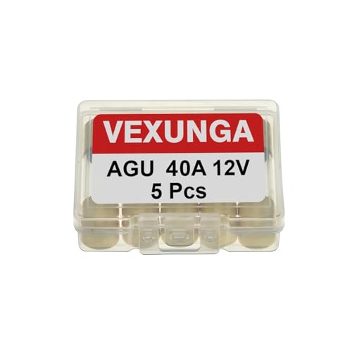 VEXUNGA AGU Sicherung 40A Auto Audio Power Schutz Sicherungen 40 Ampere für Automotive Sicherheit Schützen Glasrohr Vergoldet Glassicherungen (5 Stück)