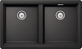 SCHOCK | Küchenspüle ’Brooklyn N200U, Schwarz, 732 x 438 cm, Innenraum 694 x 400 cm, Spüle 2 Cristalite, kombinierbar mit Mischbatterien, Herdplatten und Öfen, funktionaler Rand für Zubehör