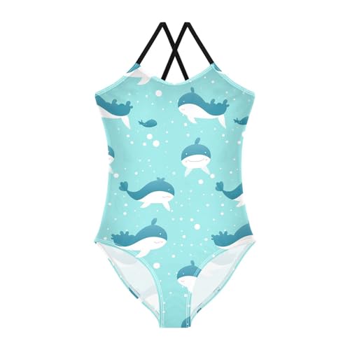 Whale Blue Girls One Piece Swimsuit Beach Swimwear 20857172